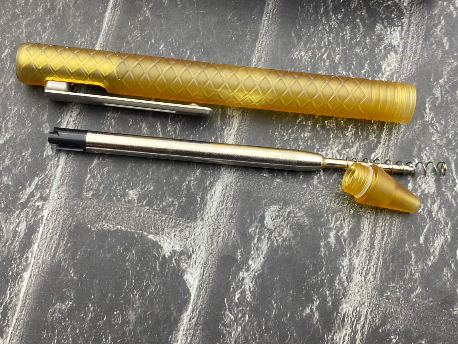 TwoSun TS-Pen37-PEI Checkered Tactical Titanium Push Button Mechanism Pen