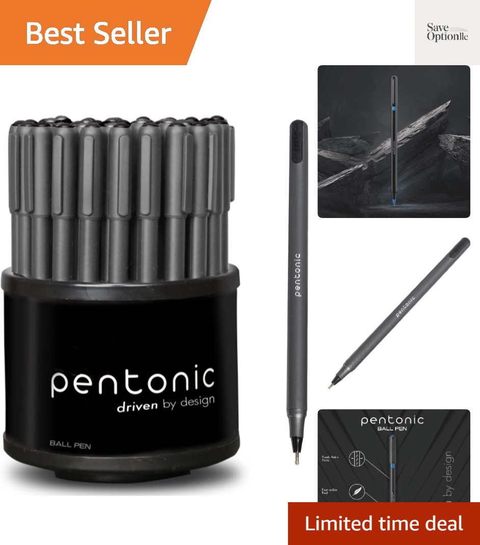 Ballpoint Pens In Pen Organizer, Bulk 50 Count, Black Ink, 1.0 mm Medium Poin…