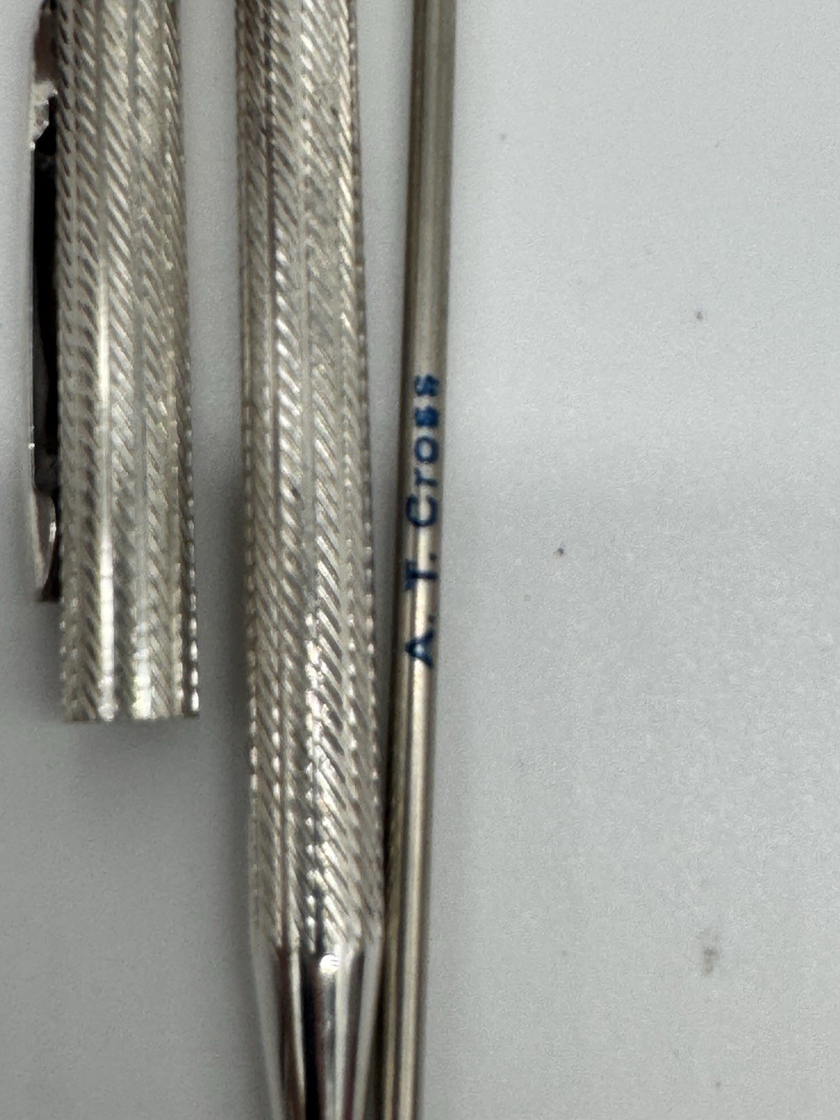 Sterling Silver 925 Ballpoint Twist Pen Flat Top Blue Ink Working