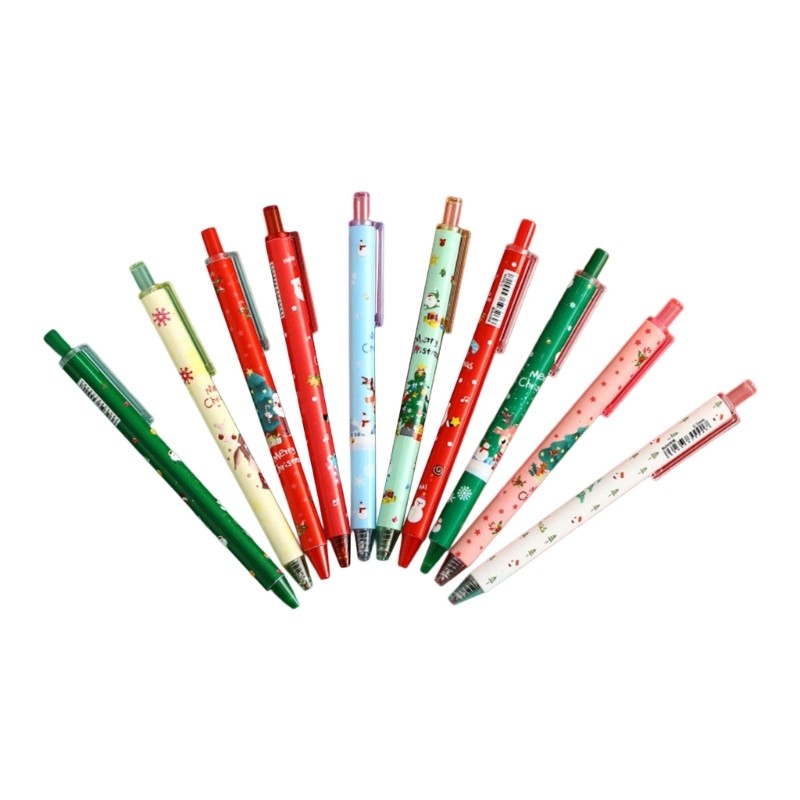 10Pcs Retractable Christmas Gel Pen Quick Dry for Daily Journaling Note Taking