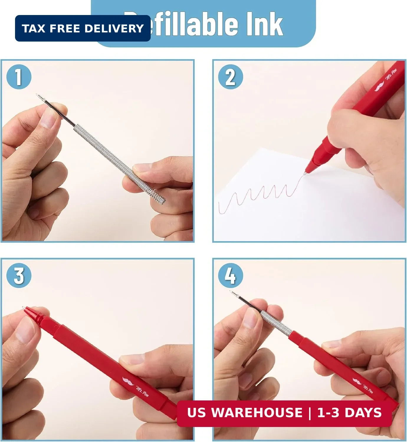 Mr. Pen- Aesthetic Pens, 10 Pack, Colorful Ink, 0.7mm | Fast Dry No Smear Ink, N