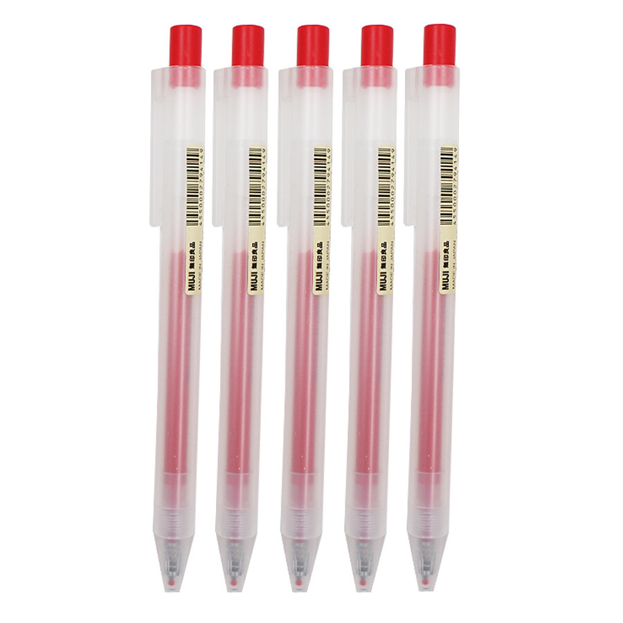 10pcs MUJI Smooth Gel-Ink 0.5mm Press Pen Ballpoint Pens Blue/Black/Red/Darkblue