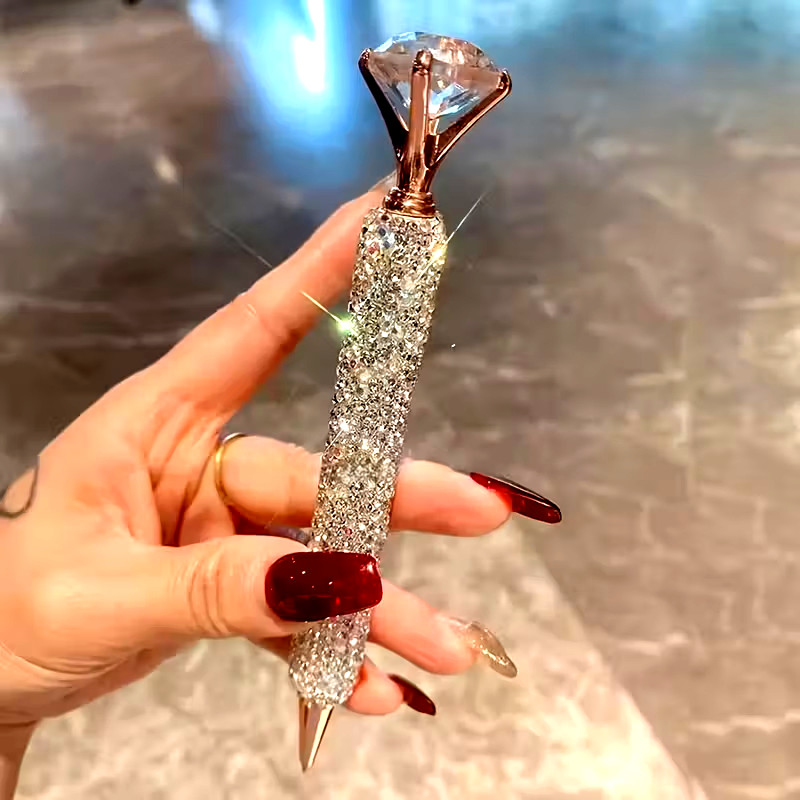 Luxury Twist Cap Ballpoint Pen Shiny Rhinestone Medium Tip Teachers & Students