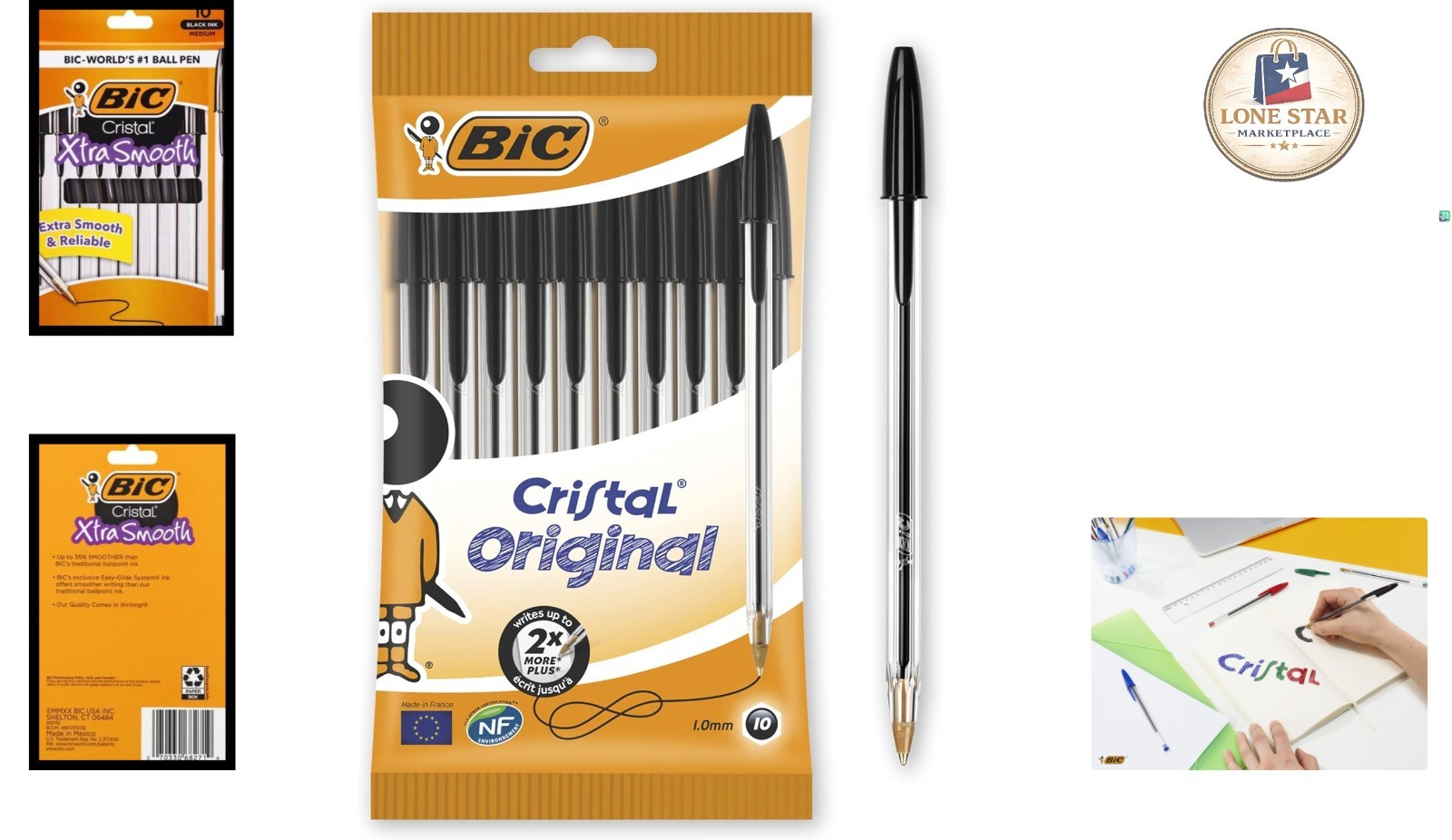 High-Quality Black Ink Ballpoint Pen Set – 10 Pens, 1.0mm Tip, Smooth Writing