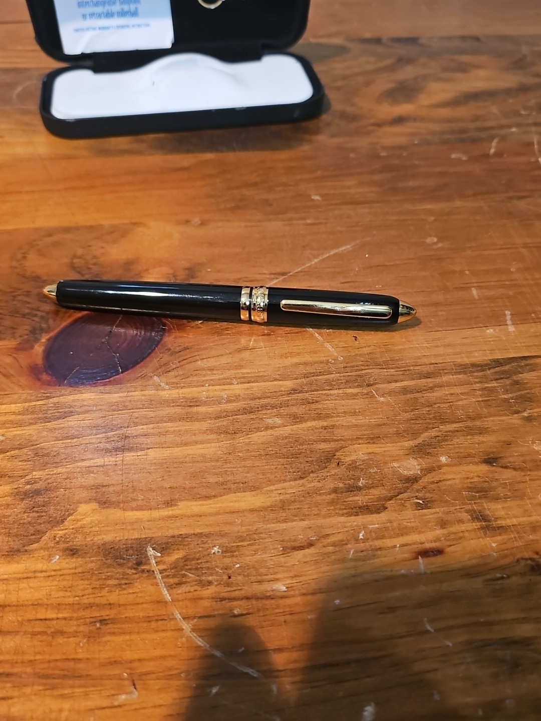 Vintage Colibri Pen Gemini   Ball Point Black  With Gold Trim In Hard Case