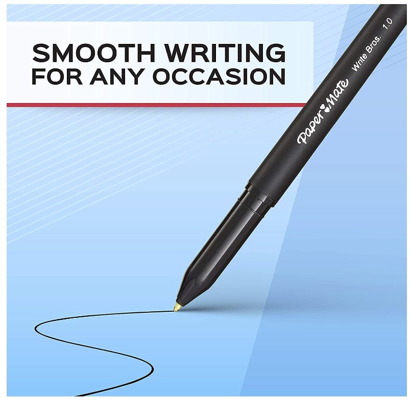 Paper Mate Write Bros Ballpoint Pens, Medium Point (1.0mm), Black, 12 Count