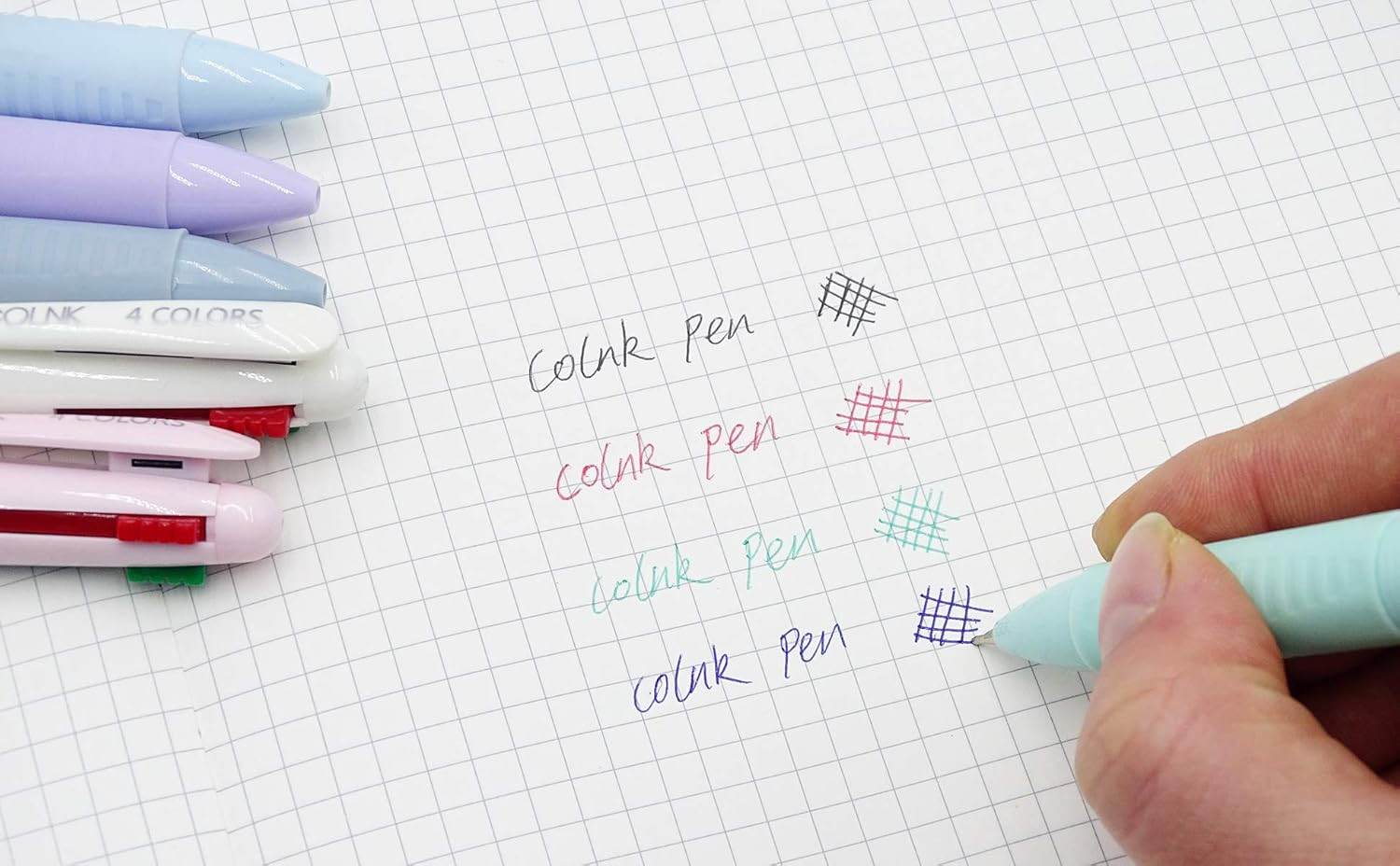 6 Pack 4 In 1 Multicolor Ballpoint Pens 0.5mm Fine Point Red Blue Green Black