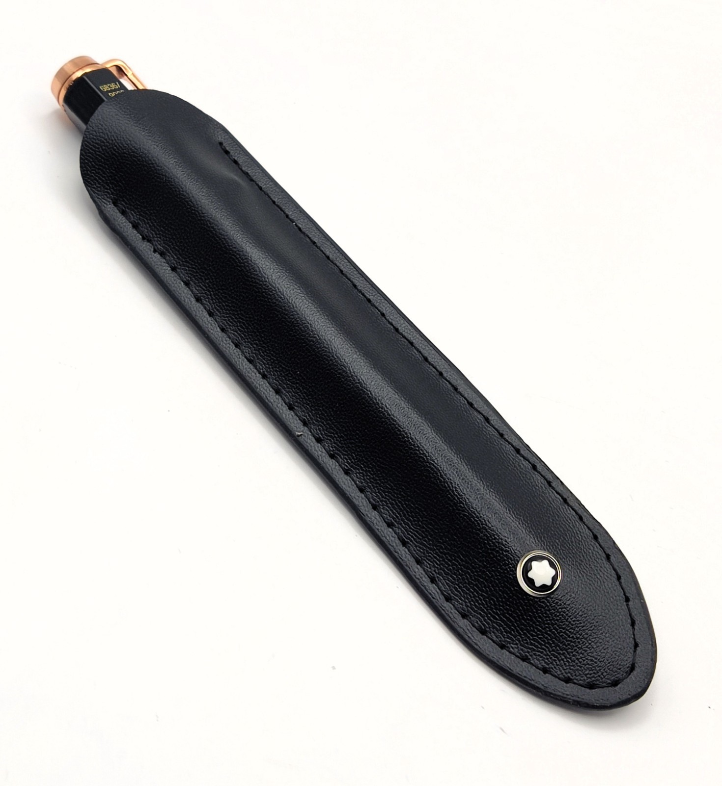 Premium Montblanc Meisterstuck Pen Pouch Holder Case In Black Leather