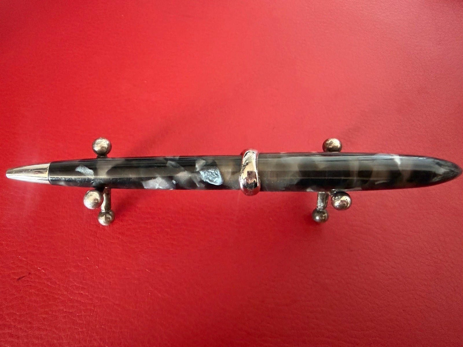 JEAN PIERRE LEPINE Gray Tortoiseshell-Pattern Pen Mother-of-Pearl France 90