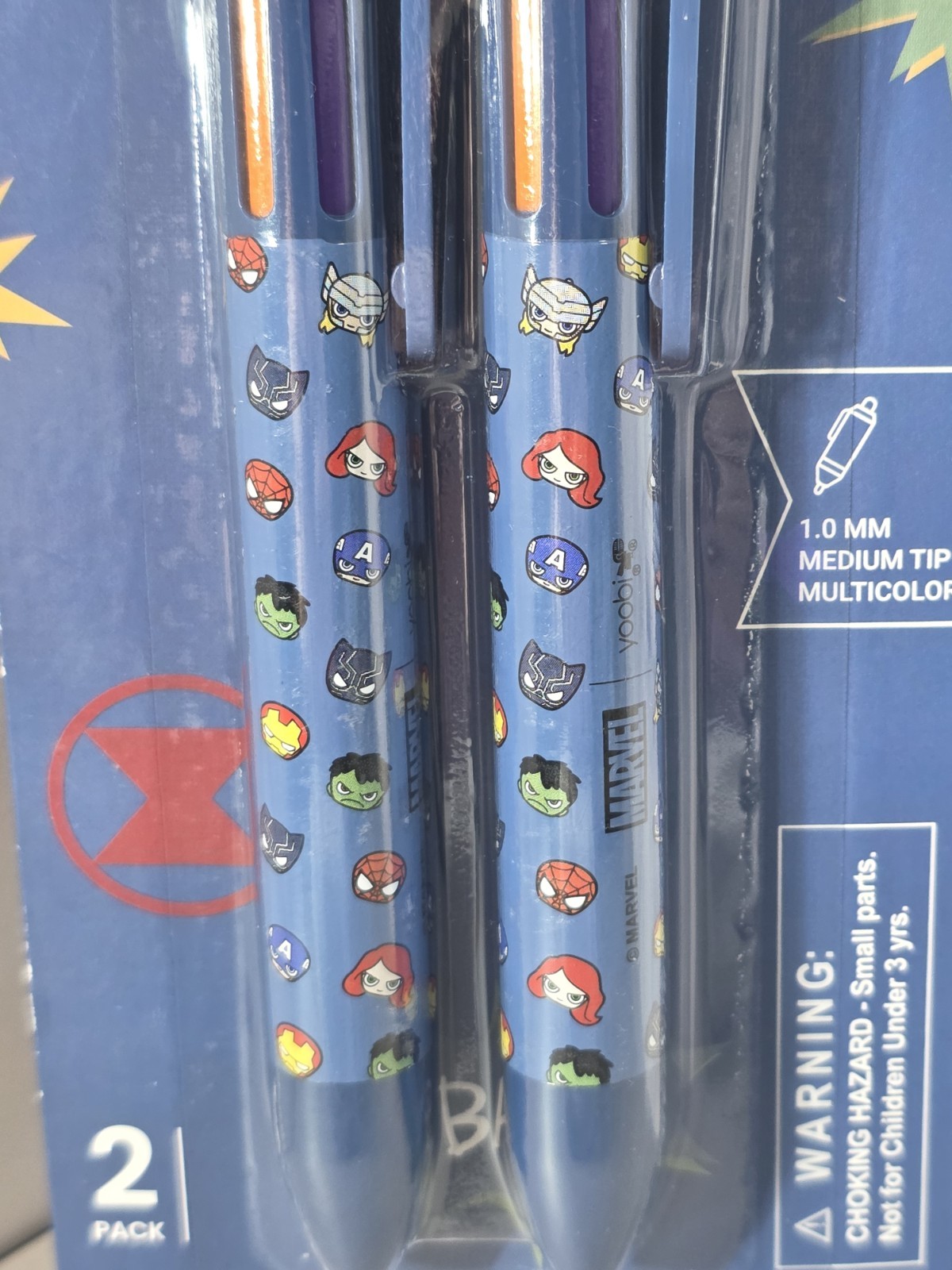 Marvel Novelty Yoobi 6 Color Click Ballpoint Pen Rare Collectible 2PK Brand NEW