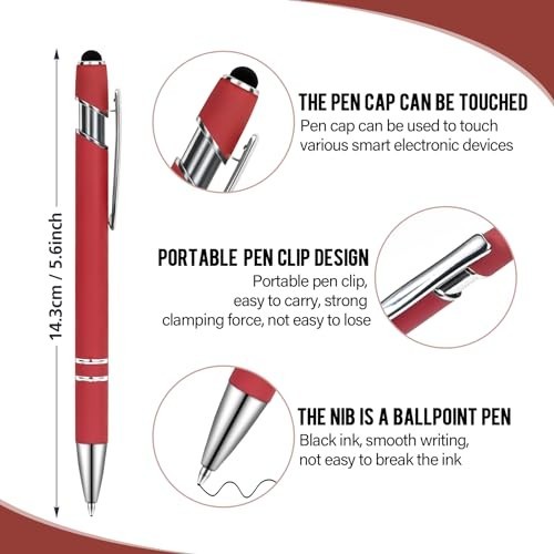 Ballpoint Pens with Stylus Tip, Soft Touch Click Stylus Pen, 2 in 1 Retractable