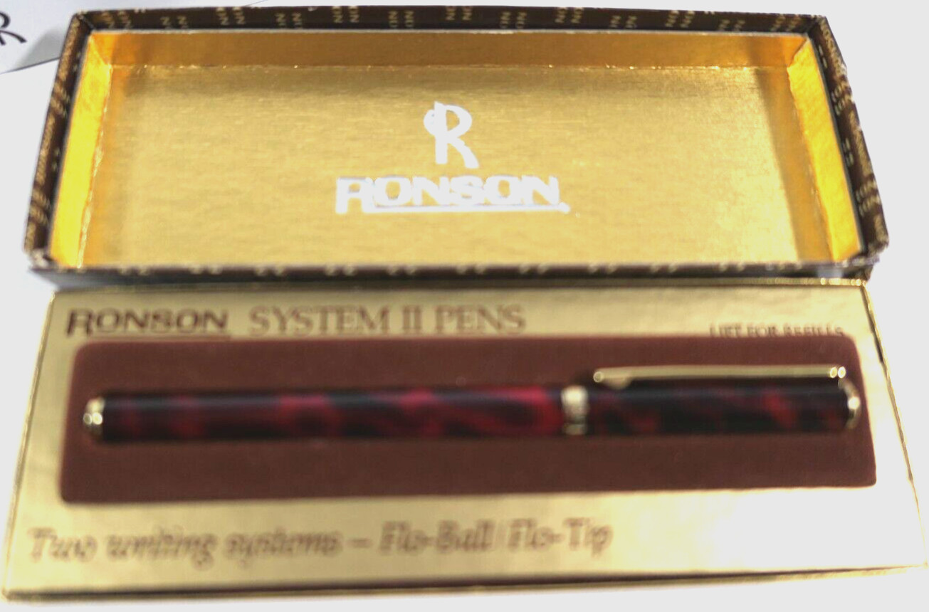 Vintage Ronson System II Pen ~ Flo Ball/Flo Tip ~ Germany ~ Red Tortoise #53005