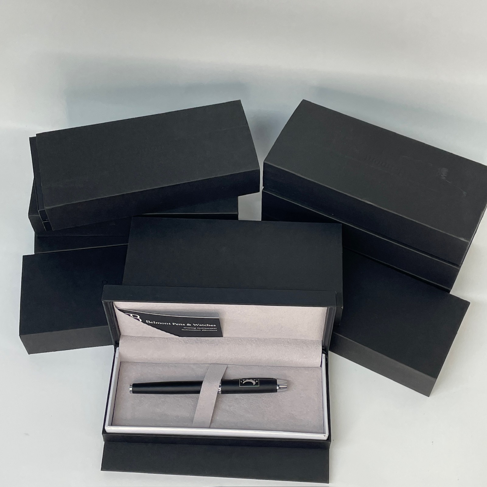 Belmont Rollerball Ballpoint Pens «Jonair» Custom Branded w/ Cases – SET OF 10