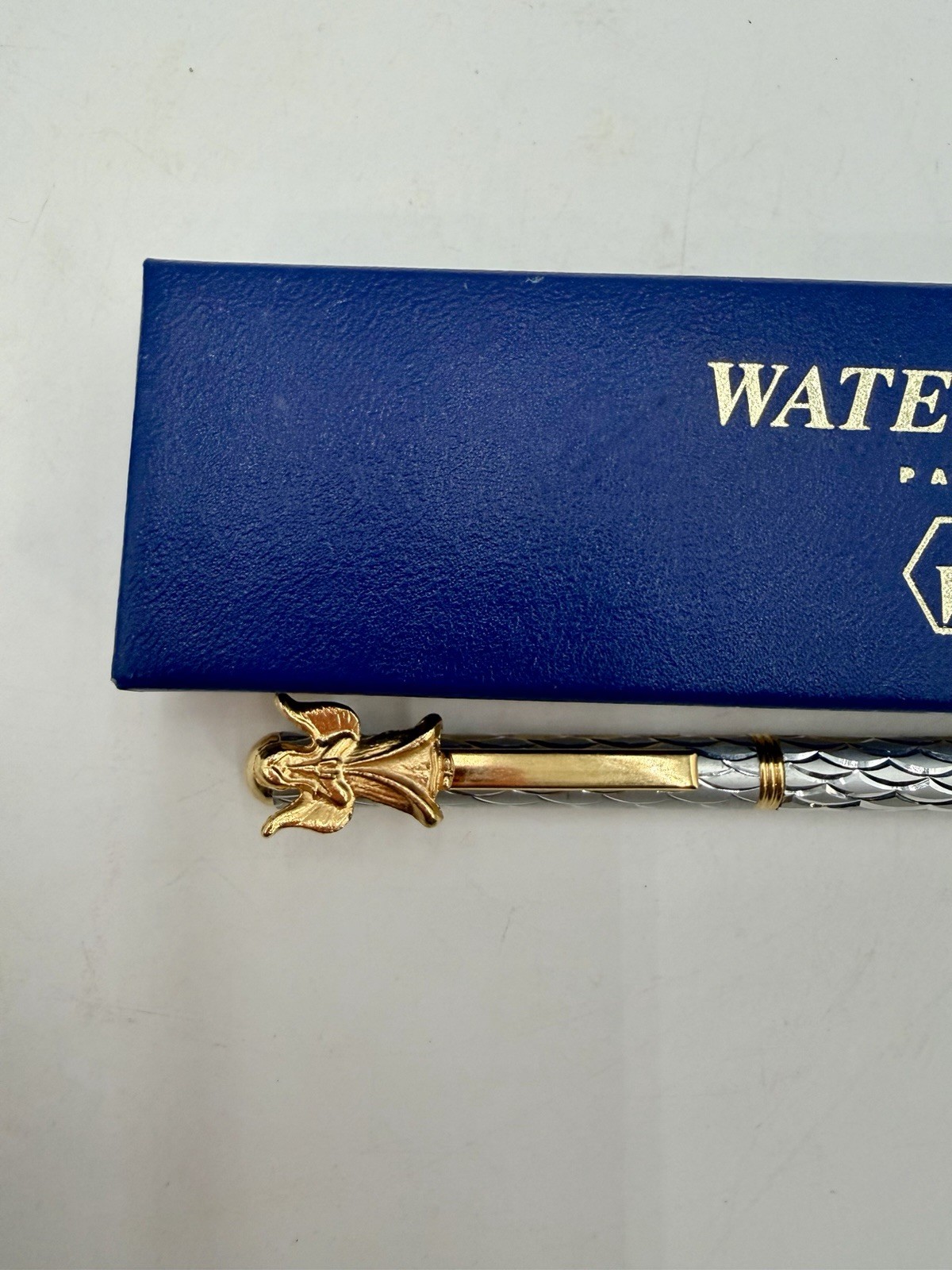 Silver Wash Gold Trim Ball Point Pen Guardian Angel Pocket Clip W Box READ!!!