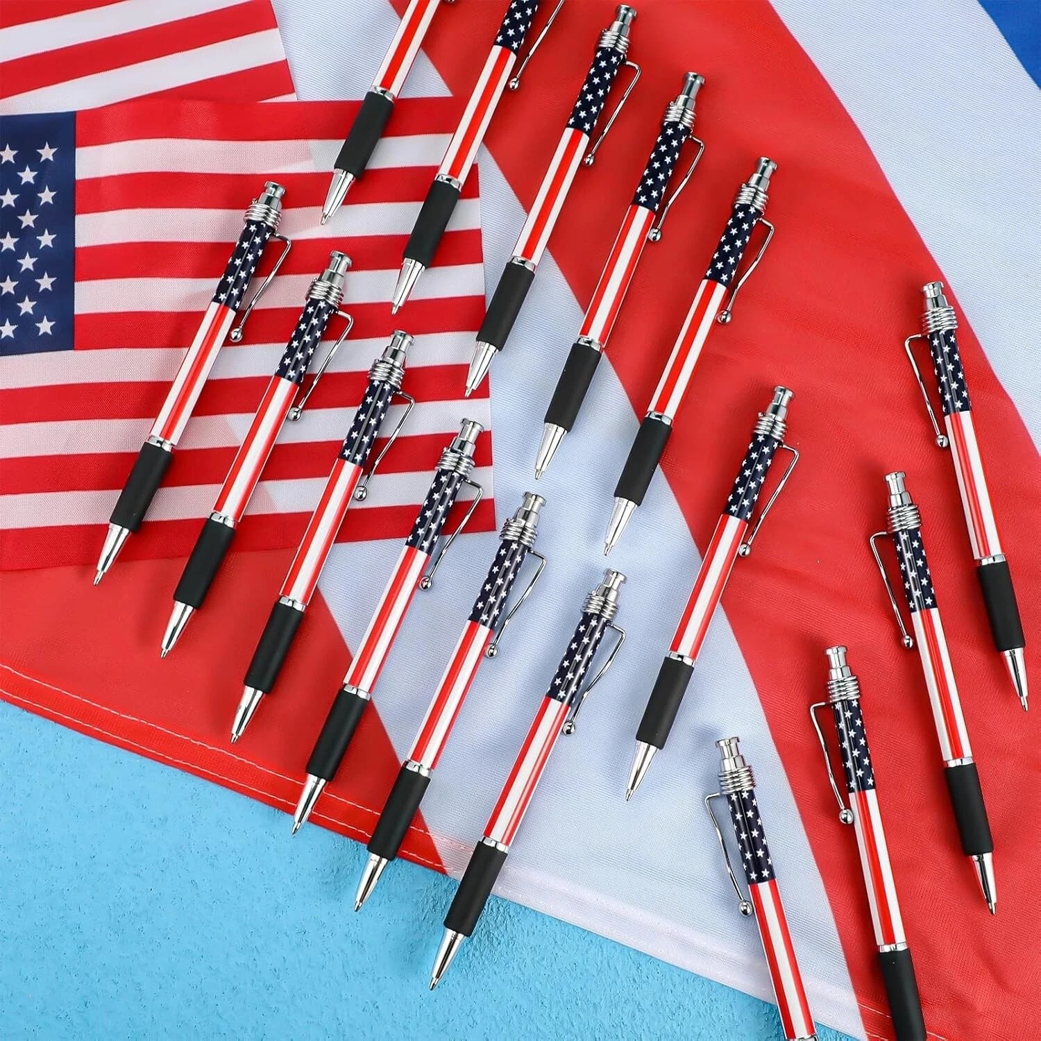 32 Pcs American Flag Ballpoint Pen Patriotic Themed Pens 1.0mm Black Ink Pens