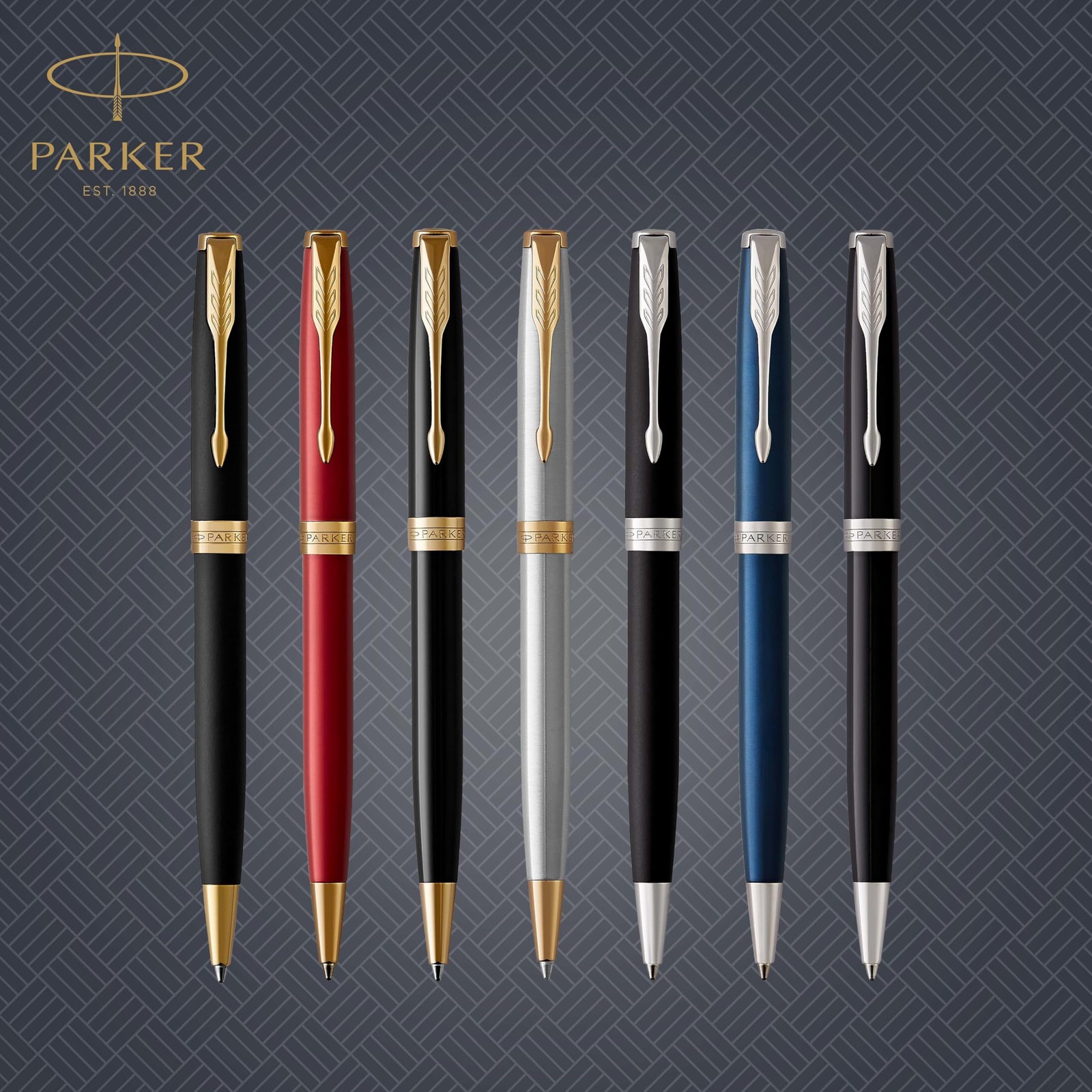 Parker Sonnet Ballpoint Pen Stainless Steel Palladium Trim Medium Point Black