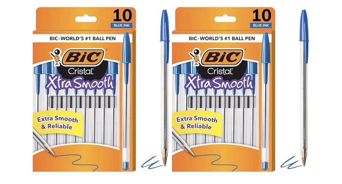 Bic Cristal Xtra Smooth Blue Ballpoint Pens 1.0M Medium Point 10 count Pack Of 2