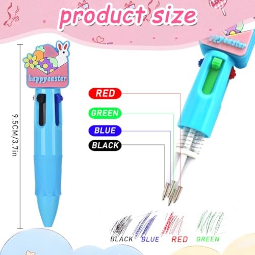 24 Pcs Easter 4-in-1 Ballpoint Pens|Colorful Cartoon Kawaii Pens |with Easter