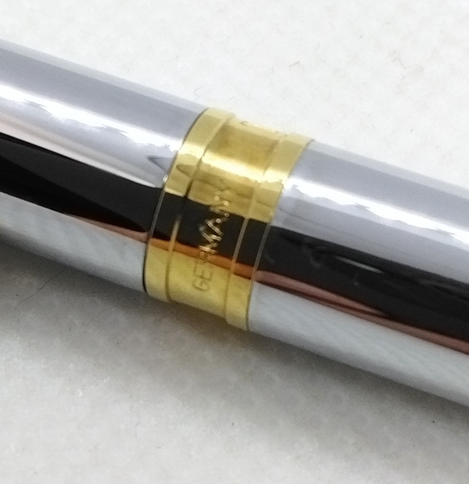 Tiffany & Co. Germany Silver & Gold T Clip Ballpoint Blue Ink Pen W Box Dust Bag