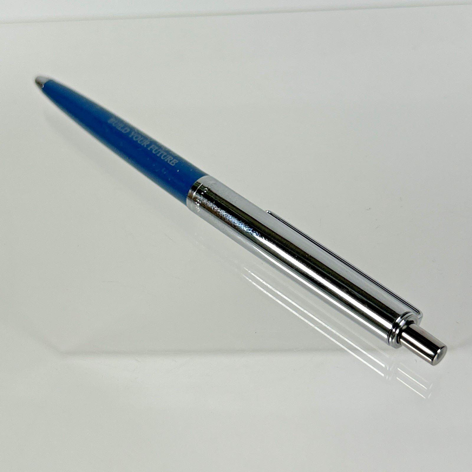 DOU-FAST Paper Mate Blue Chrome Slim Profile Double Heart Vintage Ballpoint Pen