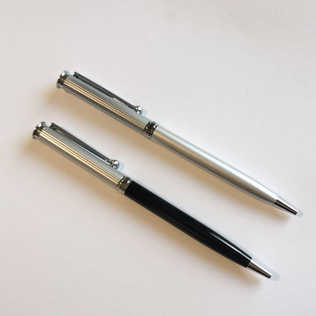 [Set of 2] Mercedes-Benz Ballpoint Pens Logo Engraved Silver/Black ship From JP