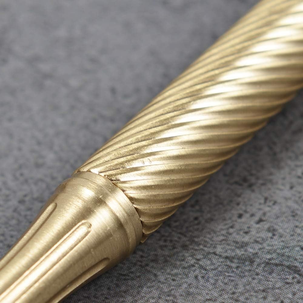 Twisted Lines Solid Brass Bolt Action Ballpoint Pen – Elegant Retro Black