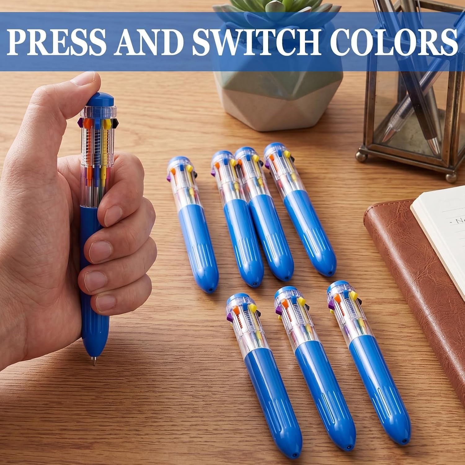Colorful 10-in-1 Retractable Ballpoint Pens – Perfect for Office & School Use
