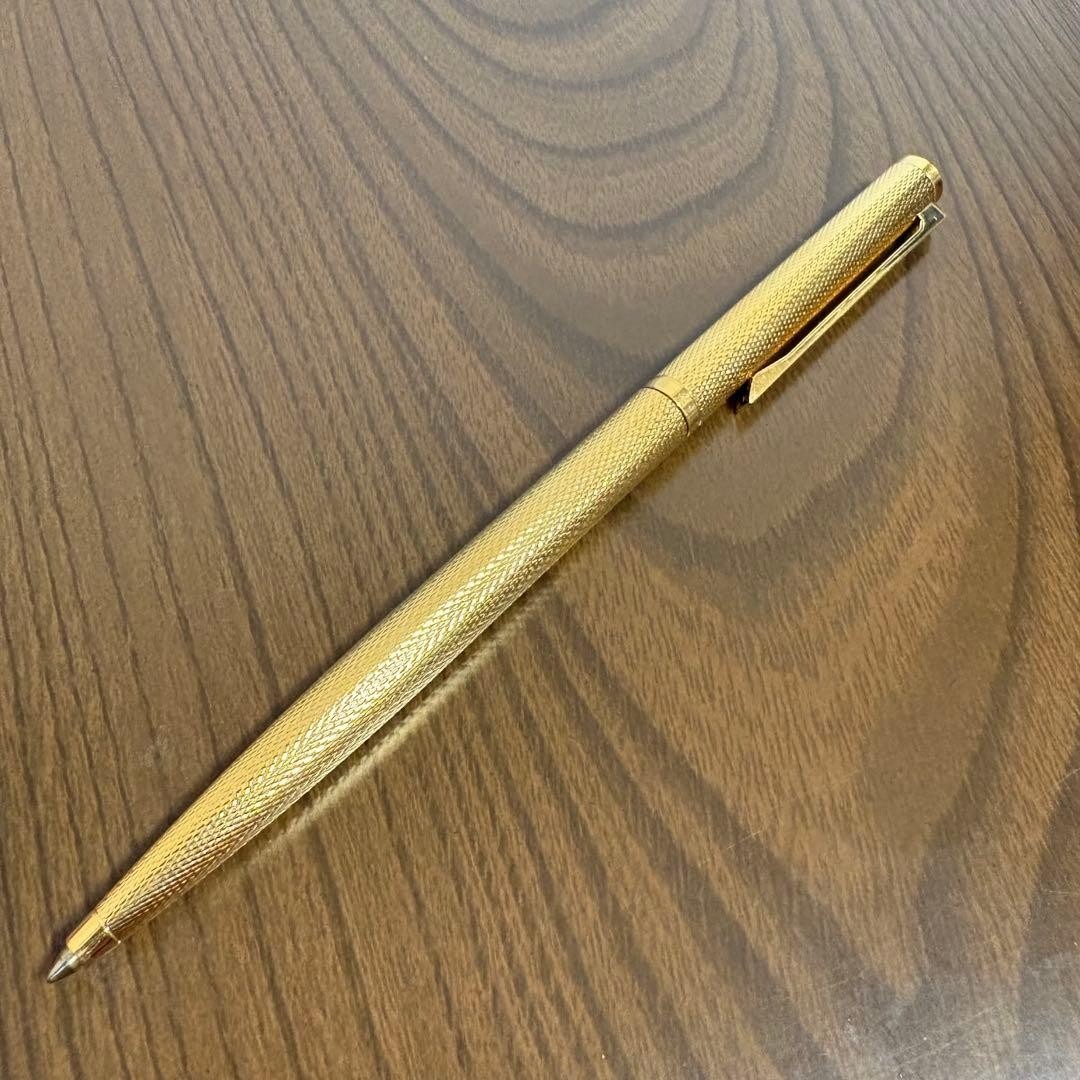 DUNHILL Ballpoint Pen Twist Gold Textured Finish 14cm Used Germany