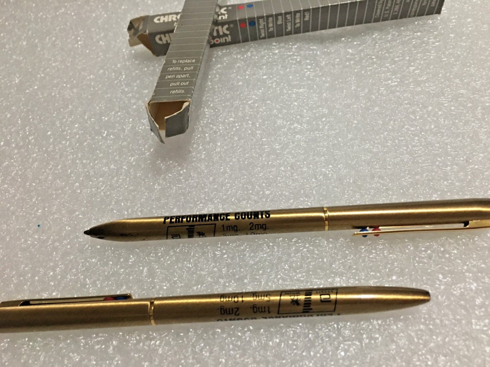 Lot of 2 Chromatic Vintage 2 in 1 Multi Color Pen Gold Advertising USA (DRY INK)