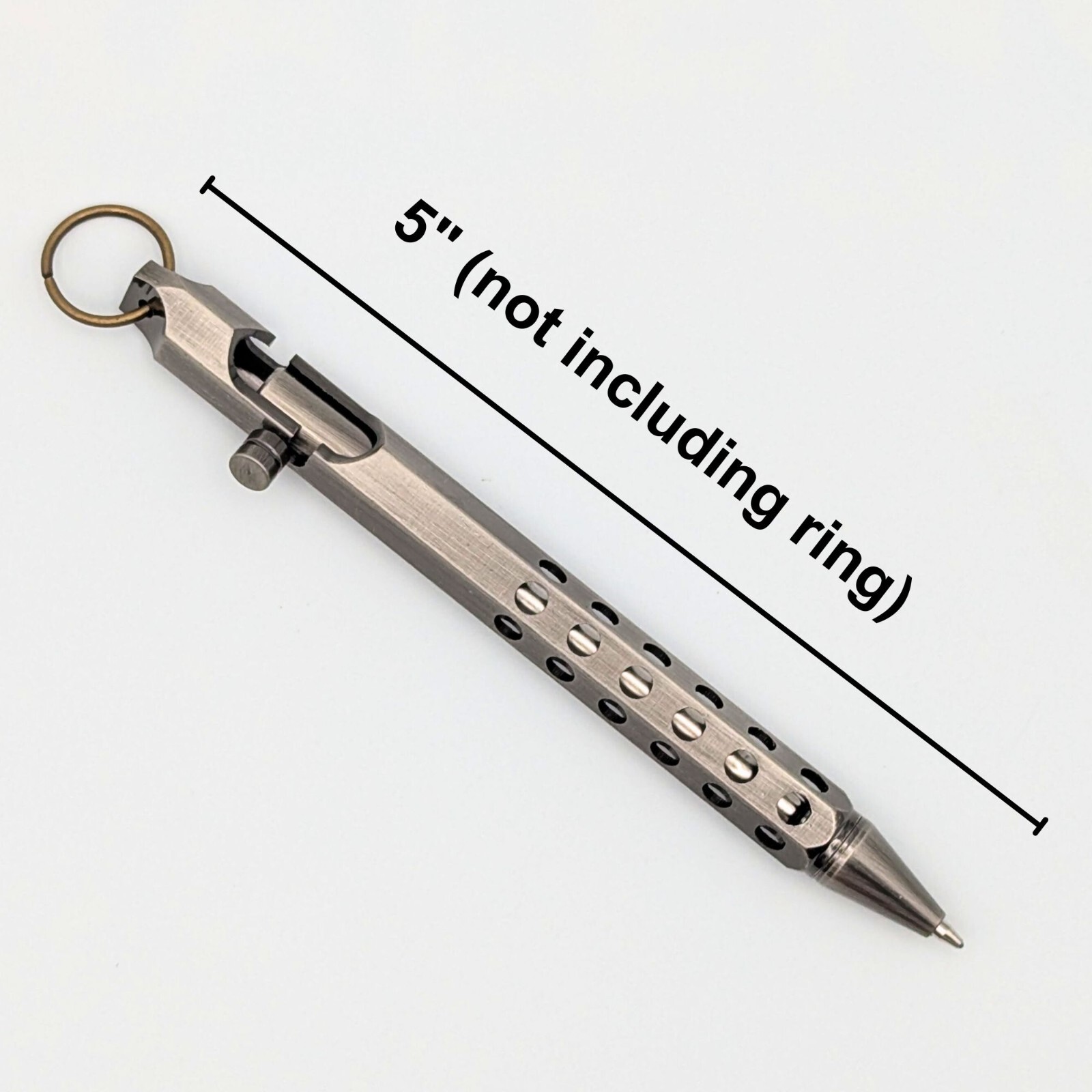 Bolt Action Ballpoint Pen Solid Brass EDC Six-edge Brushed Gunmetal – Great Gift