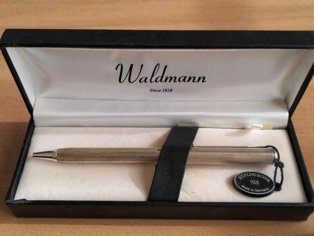 Waldmann Sterling Silver 925 Twisted Ballpoint Pen wz/Box&Booklet Vintage Rare
