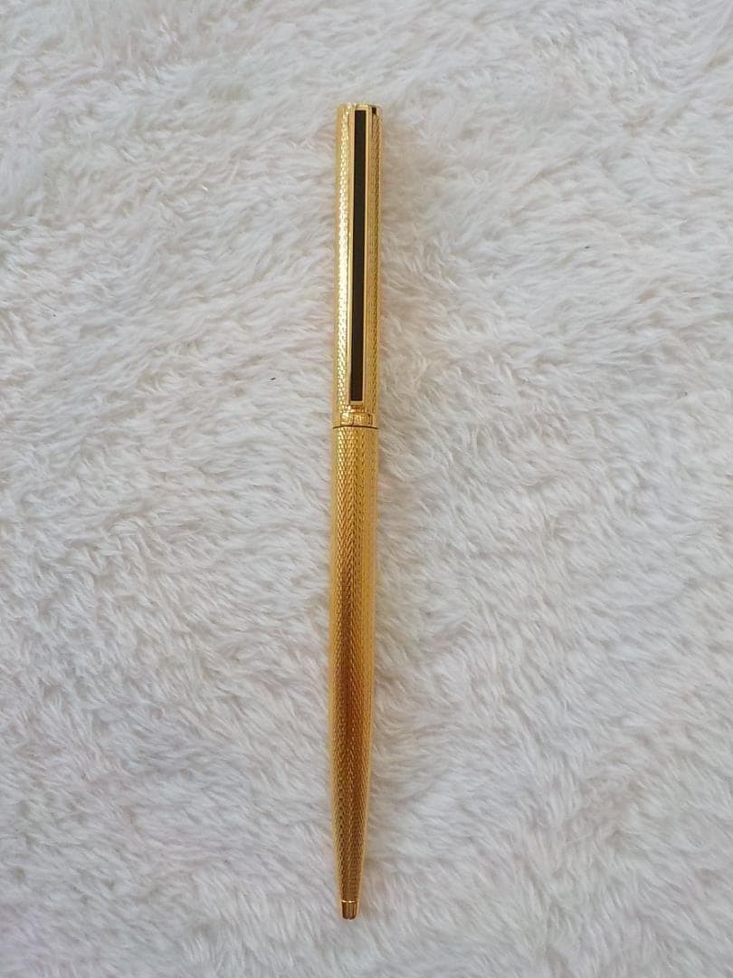 DUNHILL Ballpoint Pen Twist Gold Textured Metal 14cm Used Germany