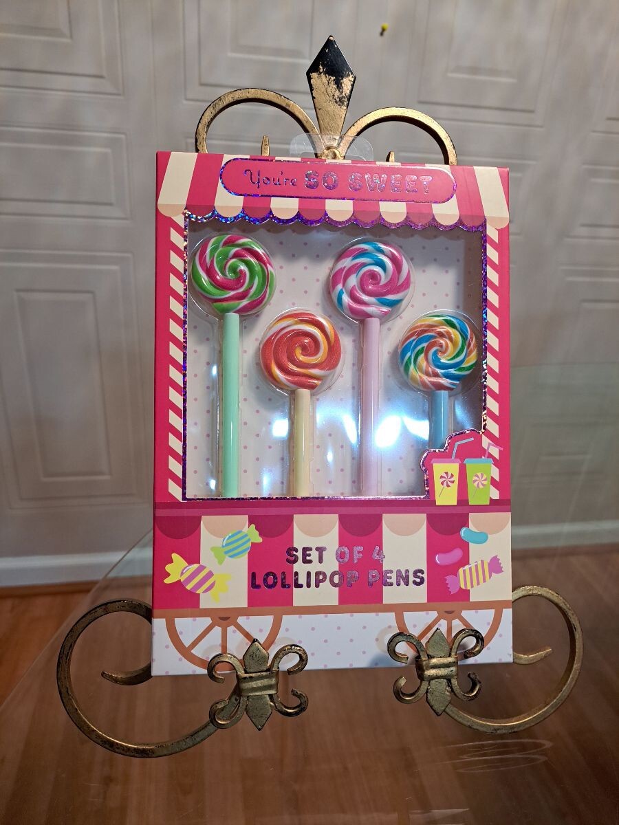 4 PC NOVELTY LOLLIPOP PEN 4 AT RANDOM SATIN RAINBOW 🌈