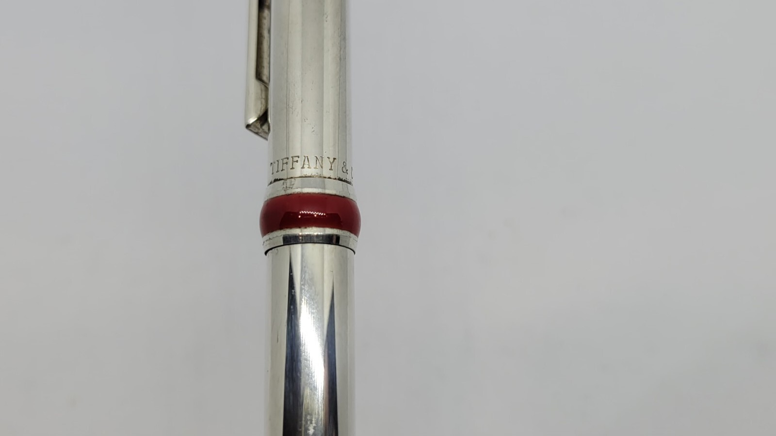 Tiffany & Co. 925 Sterling Silver Ballpoint Pen with Red Enamel