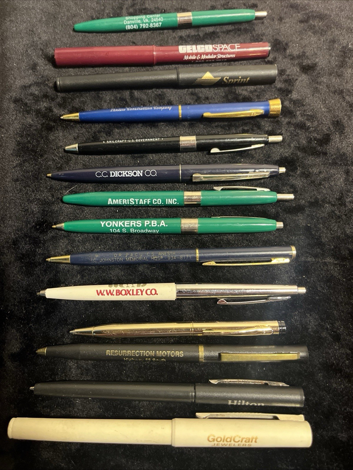 (14) Pen Lot Advertising US Government Hilton Sprint Hospital Jewelers