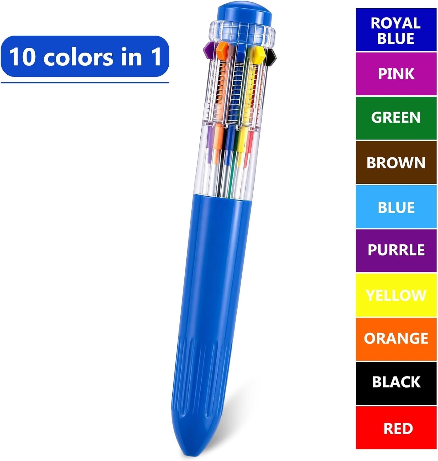 Colorful 10-in-1 Retractable Ballpoint Pens – Perfect for Office & School Use