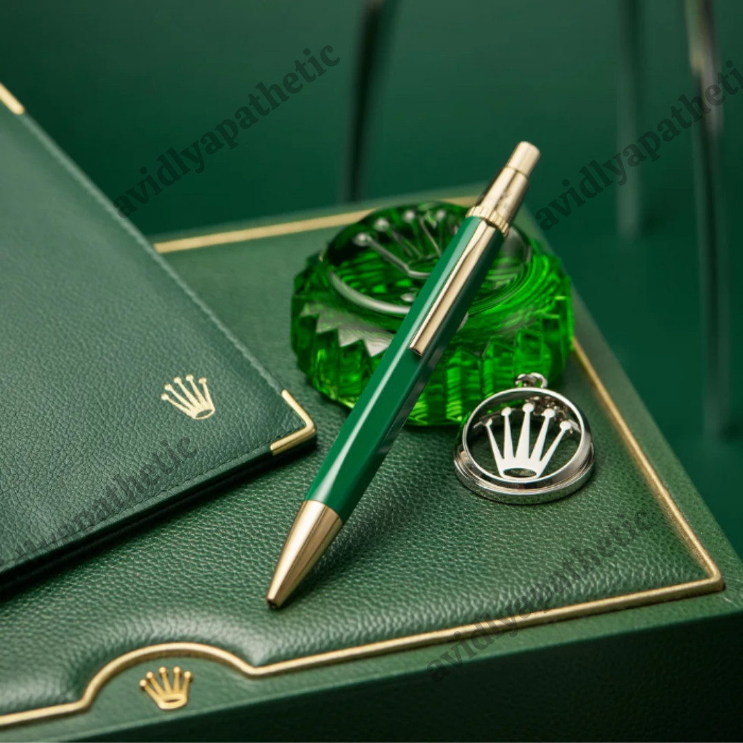 Rolex Rare Emerald Gold Hexagon Ballpoint Pen VIP Promotional Gift – New in Box