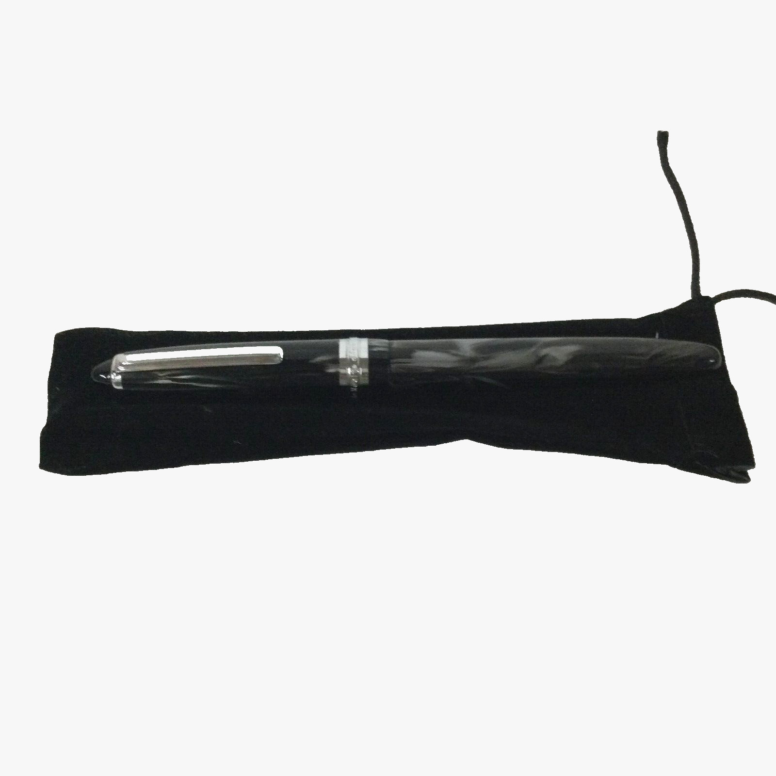 Vtg Modele Recife Depose Ballpoint Pen Black Celluloid Design France Large w Bag