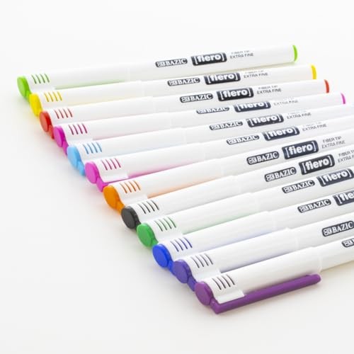 BAZIC Fiero Red Color Fiber Tip Fineliner 2 Count (Pack of 1) Red (4-count)