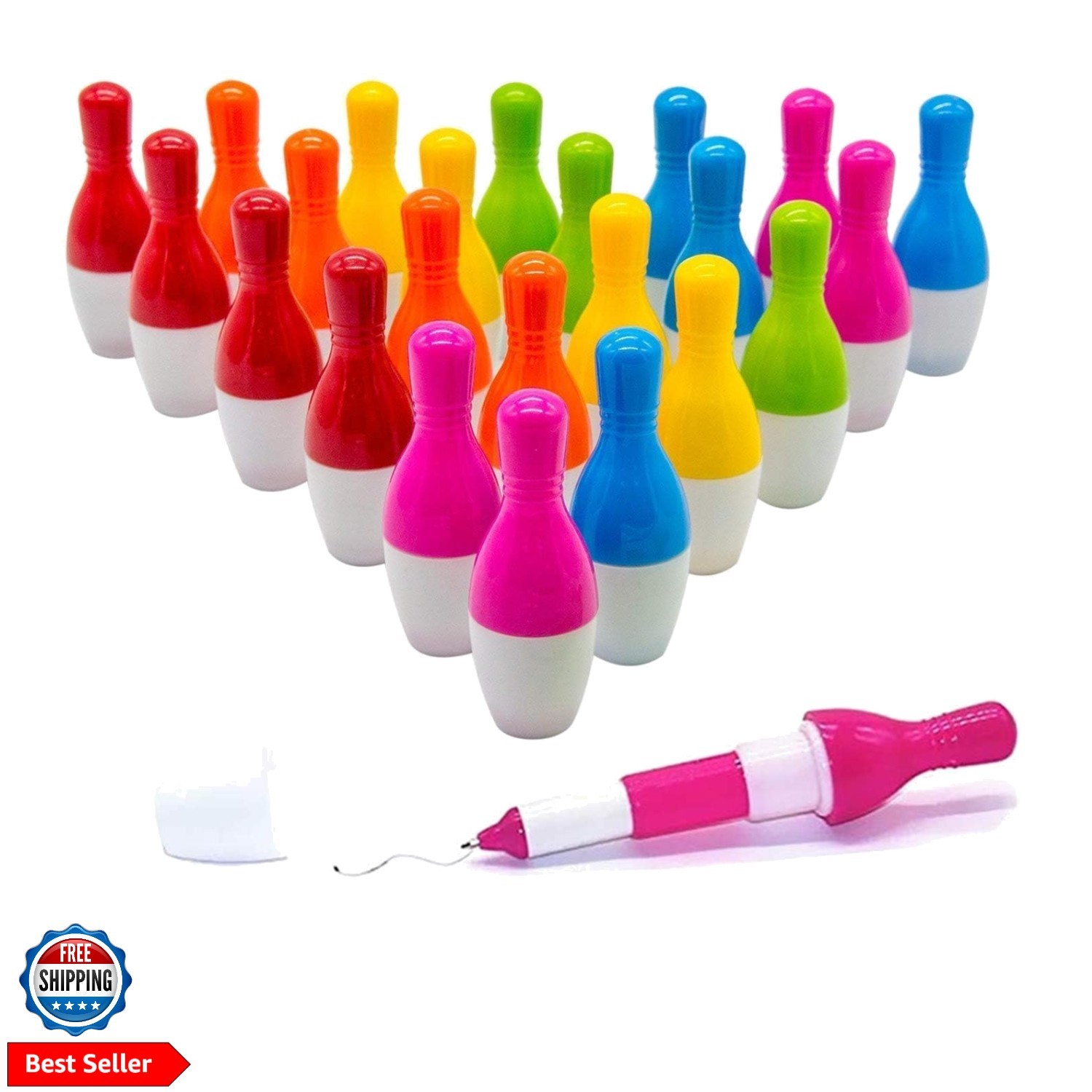 30pcs Bowling Ballpoint Pen Cute Cartoon Retractable Ball Pen Random Color