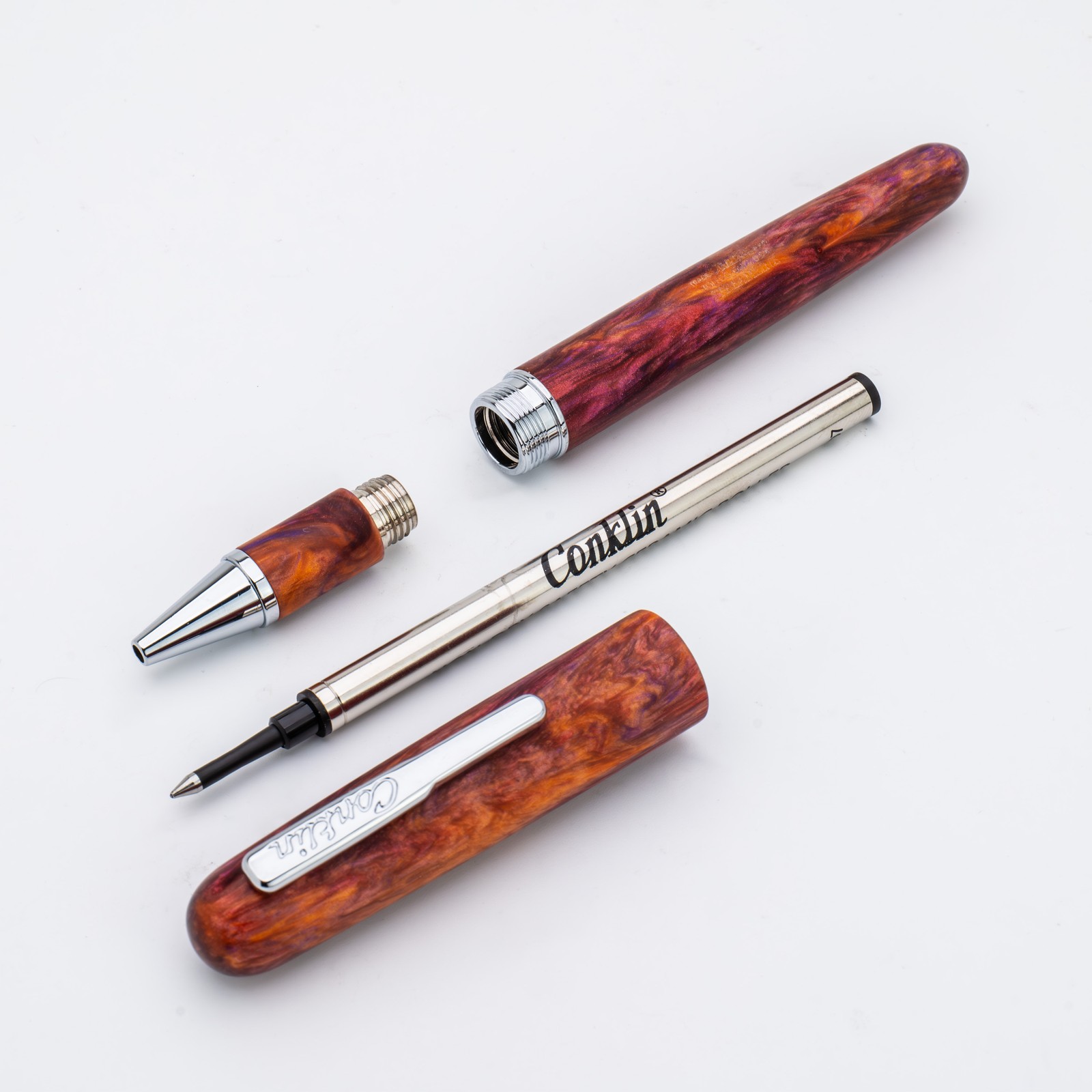 Conklin Streamline Rollerball Pen in Matte Sunset Medley with Chrome Trim -NEW