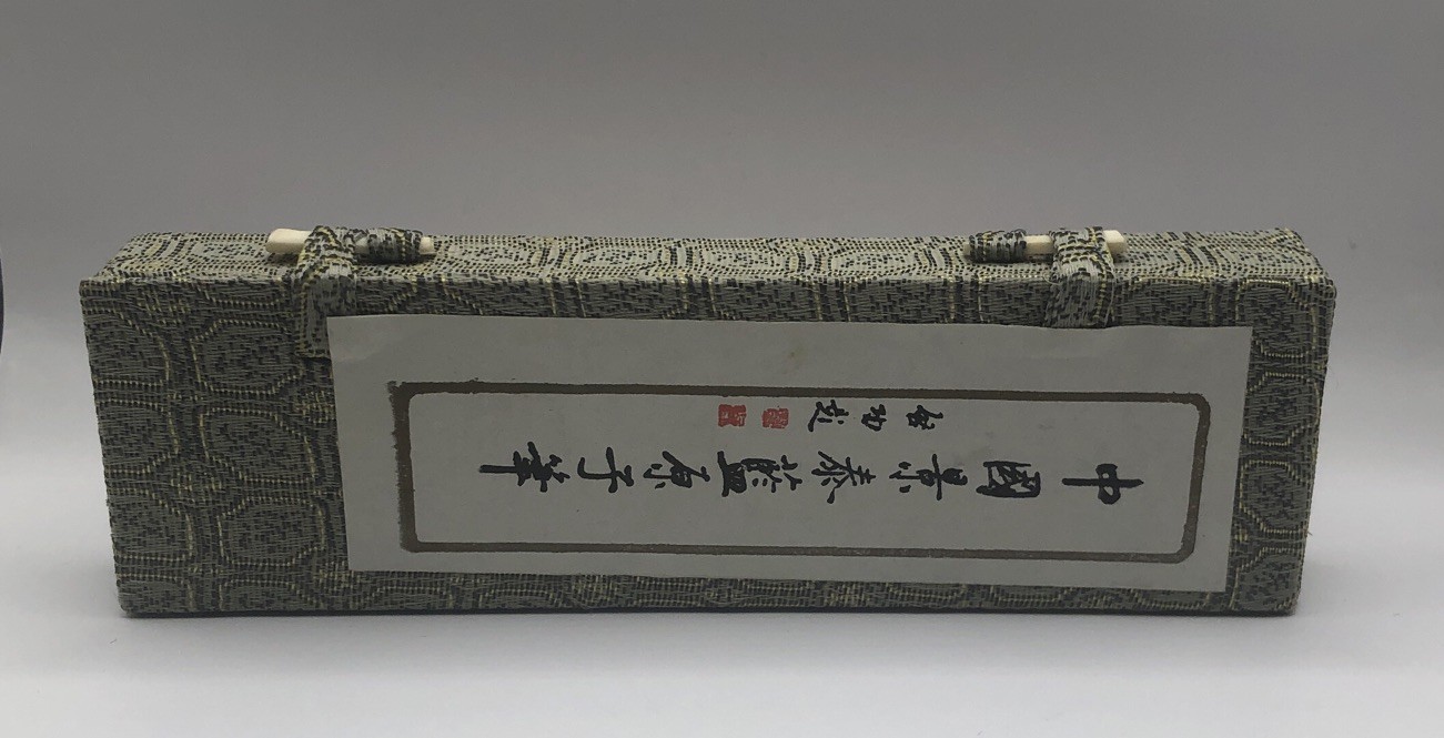 Vintage Chinese Cloisonne Enameled Ball Point Pen in Brocade Box