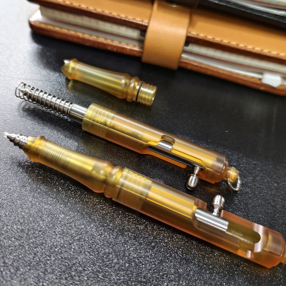 Ultem PEI+Titanium Keychain Ball Pen EDC Mechanical Pen Office Signature Pen 1pc