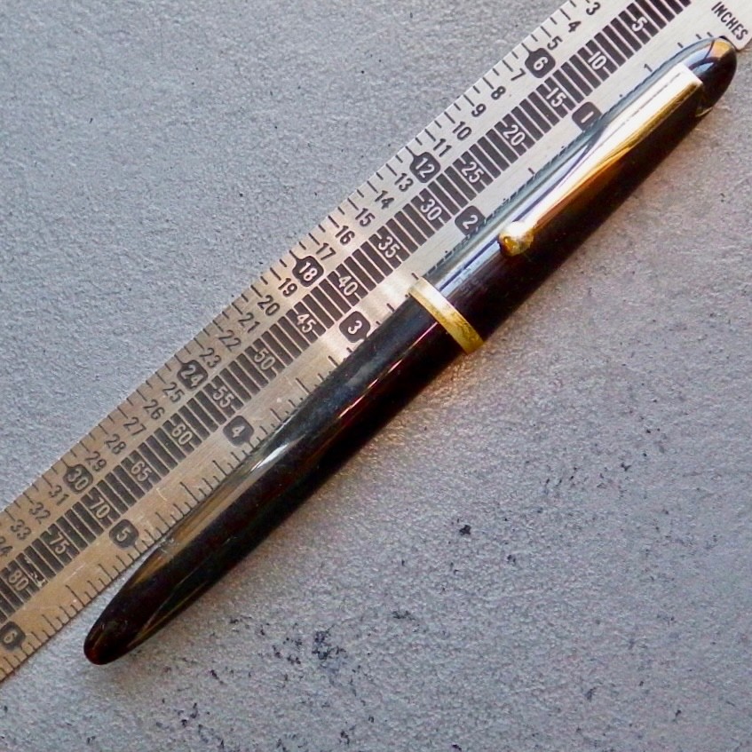 FREE US Ship•Serviced Ballpoint Pen•Gold Trim•Onyx•Post•New Blue Ink Refill