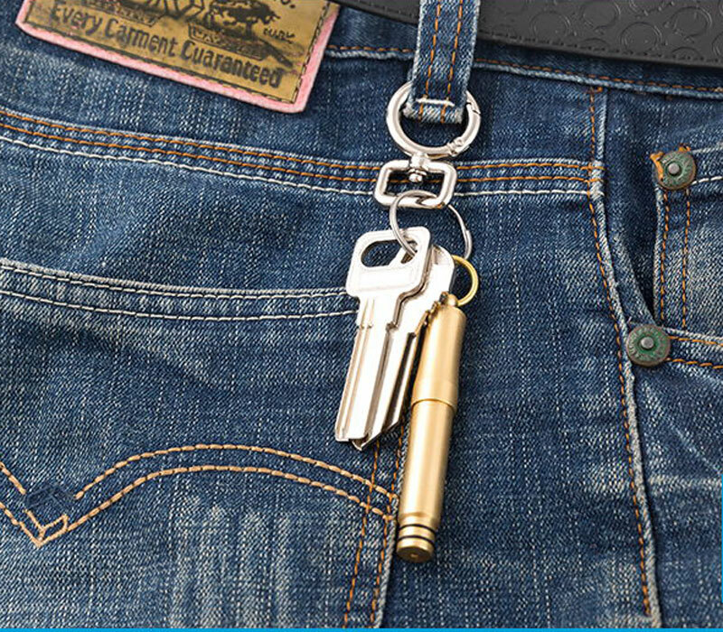 Handmade Mini Brass Pen EDC Outdoor Retractable Key Ballpoint Pen