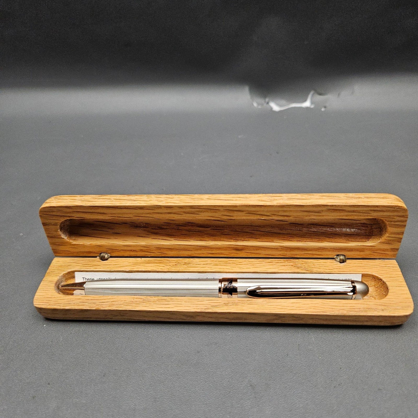 Retro 51 Metal 200 Series Ballpoint Pen Nickle Gold Trim Wood Case Vintage