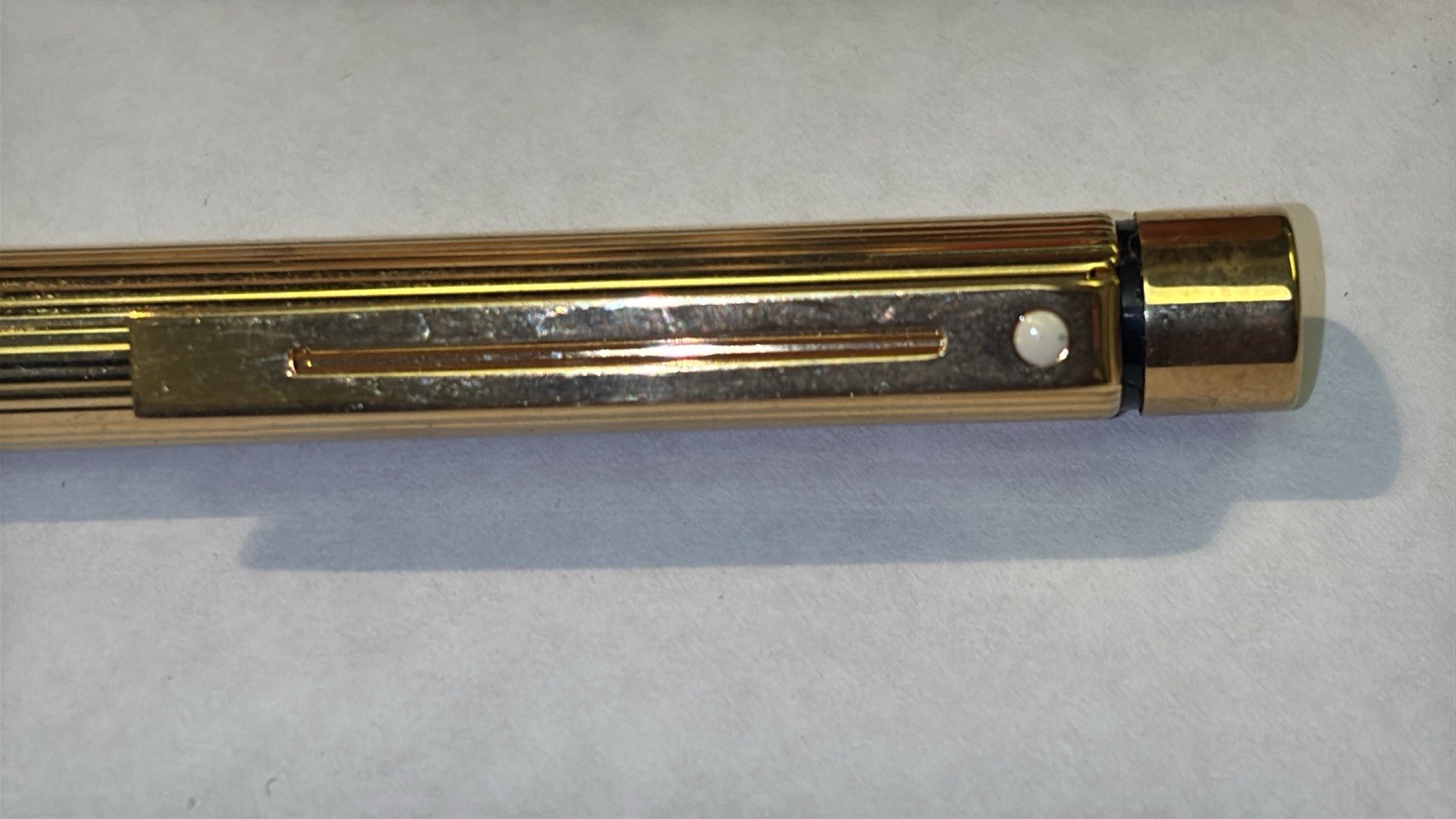 Vintage SHEAFFER TARGA 1005 Imperial Brass Fluted 14K Gold F Nib Fountain Pen
