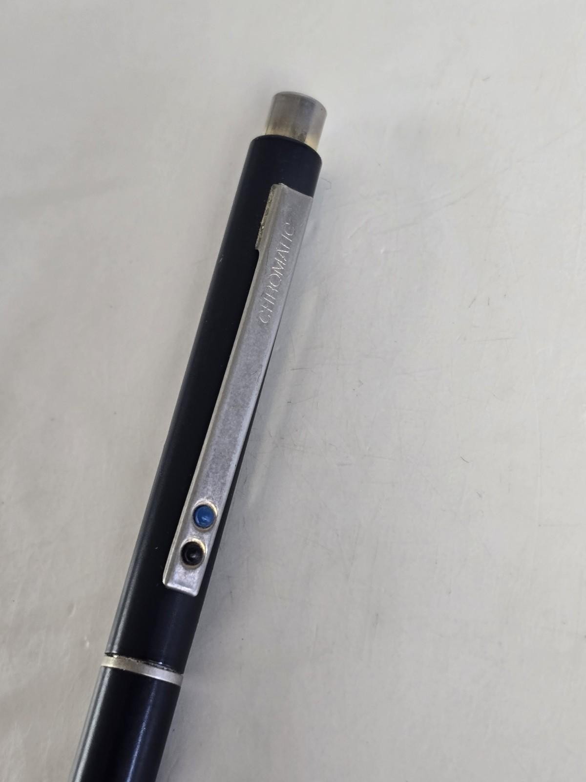 Vintage Chromatic Double Twist 2 Color Metal Body Pen Dried Ink Made In USA