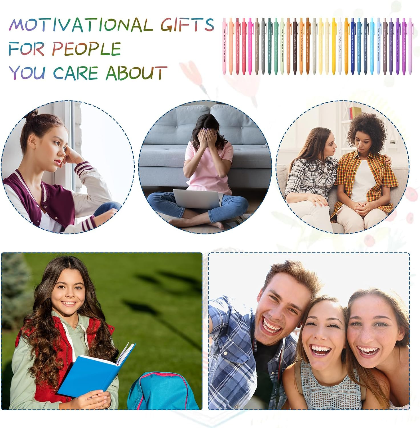 60 Pcs Inspirational Pens Bulk Motivational Quotes Ballpoint Pen with Stylus Tip