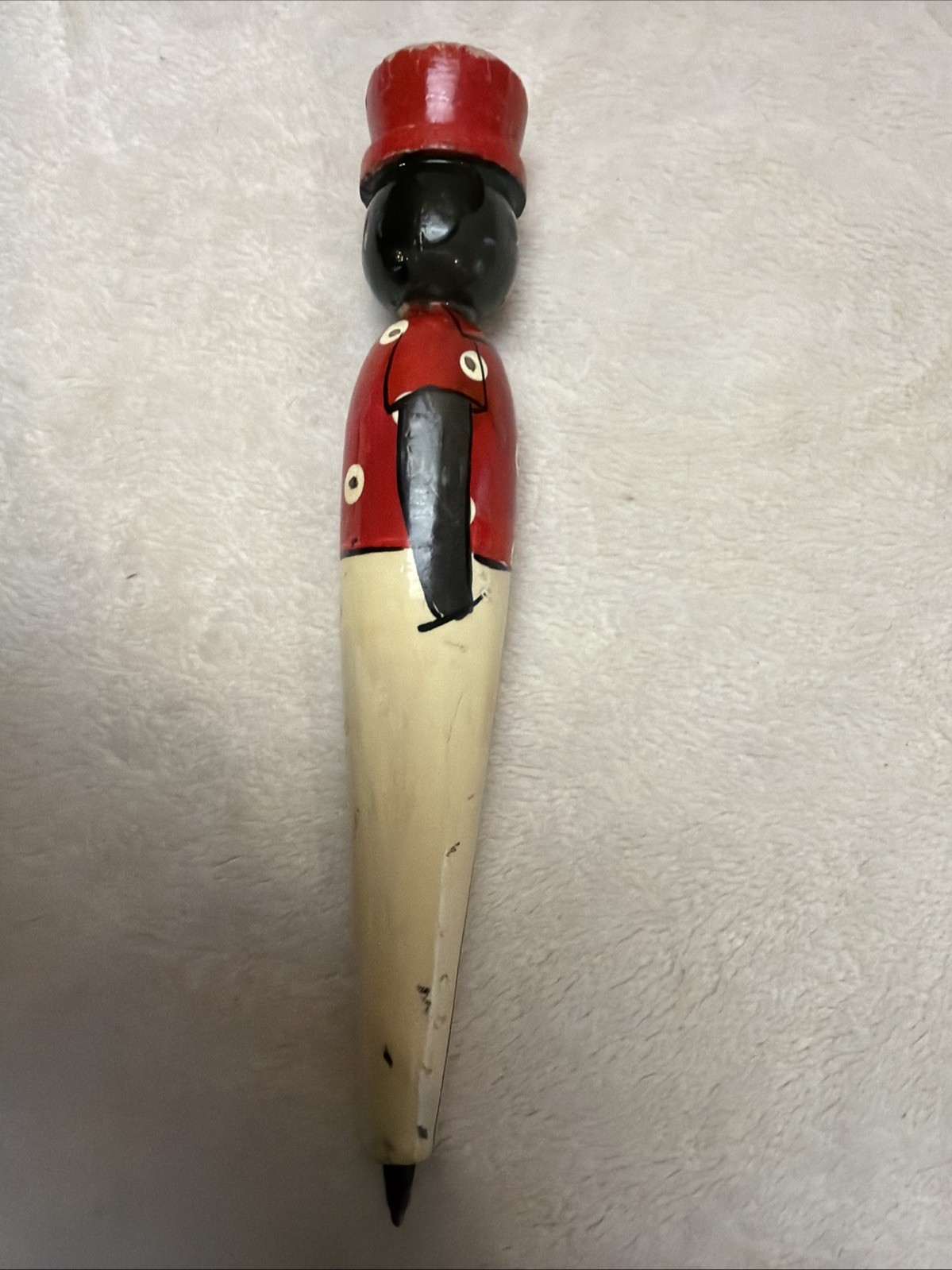 Vintage Collectible Pen From Cancun Featuring A Hand-painted Wooden Figure 6.5”